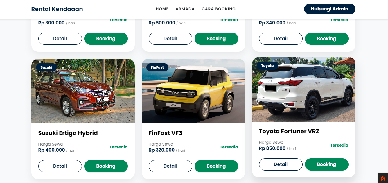 Panduan Aplikasi Rental Kendaraan
